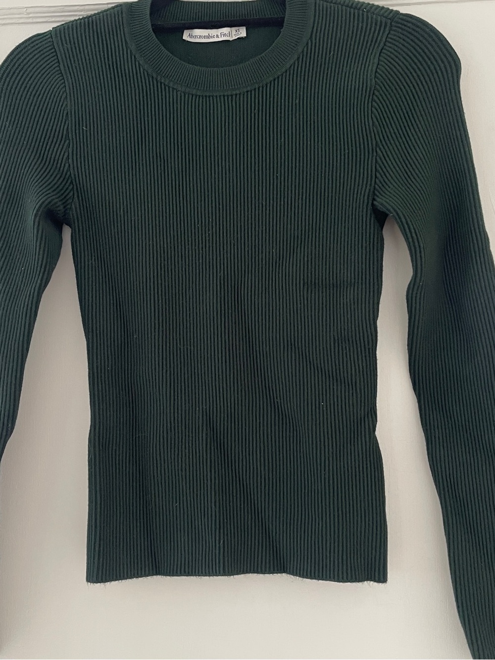 Abercrombie & Fitch Dark Green Ribbed Crewneck Top